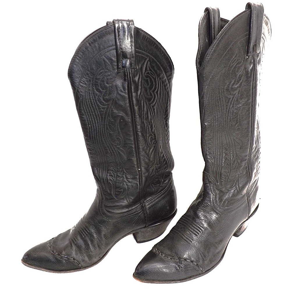 Tony Lama Style 1033 black Western boot Exotic skin Lizard toe- Ladies size 6½ M